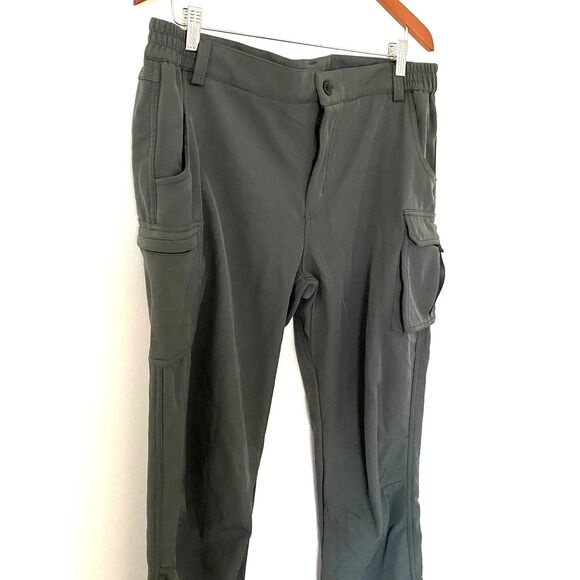 Fleece Lined Green Utility Cargo Pants Drawstring Pockets Wintercore Sz L (14) - Picture 3 of 10